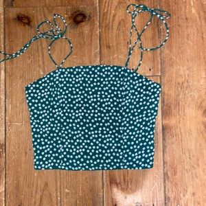 Shein - green and white floral top (S)
